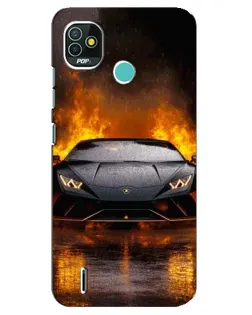 Чехол для TECNO Pop 5 (BD2p) с картинкой «Lamborghini в огне»