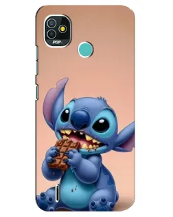 Чехол для TECNO Pop 5 (BD2p) с картинкой «Стич ест шоколад»