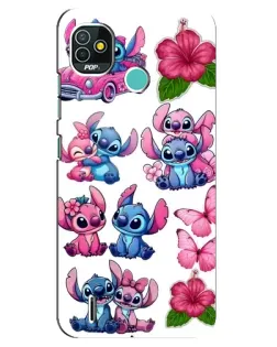 Чехол для TECNO Pop 5 (BD2p) с картинкой «Стикеры Stitch и Angel»