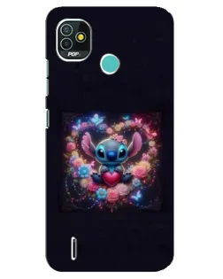 Чехол для TECNO Pop 5 (BD2p) с картинкой «Stitch в цветах»
