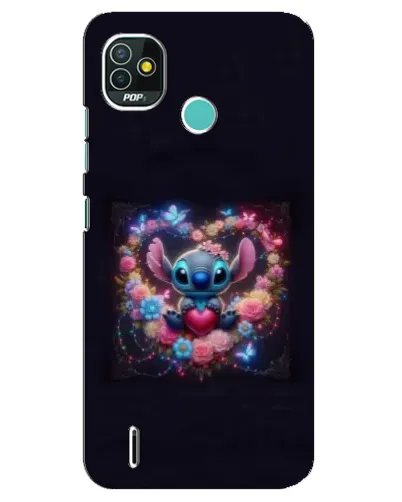 Чехол для TECNO Pop 5 (BD2p) с картинкой «Stitch в цветах»