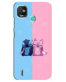 Чехол для TECNO Pop 5 (BD2p) с картинкой «Stitch и Angel Love»