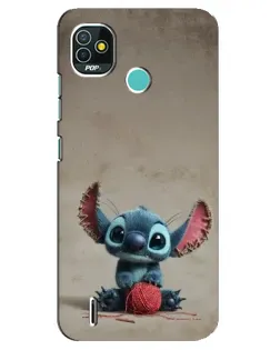Чехол для TECNO Pop 5 (BD2p) с картинкой «Стич на коричневом фоне»