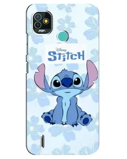 Чехол для TECNO Pop 5 (BD2p) с картинкой «Stitch среди цветов»