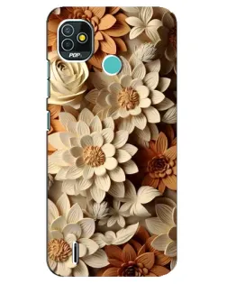 Чохол для TECNO Pop 5 (BD2p) з картинкою «Бежевий флористичний декор»