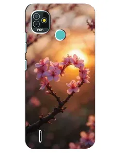 Чохол для TECNO Pop 5 (BD2p) з картинкою «Рожевий цвіт  сердечко на тлі заходу»