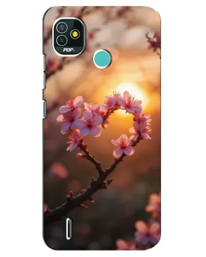 Чехол для TECNO Pop 5 (BD2p) с картинкой «Розовый цвет сердце на фоне заката»