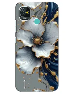 Чохол для TECNO Pop 5 (BD2p) з картинкою «Біла квітка та золотий флюїд»