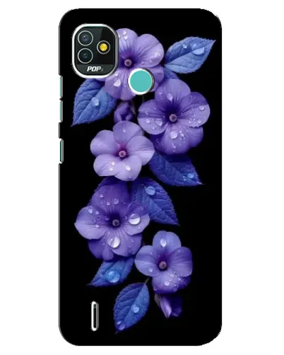 Чехол для TECNO Pop 5 (BD2p) с картинкой «Фиолетовые цветы с росою»