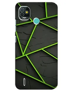 Чехол для TECNO Pop 5 (BD2p) с картинкой «Зеленые геометрические линии»