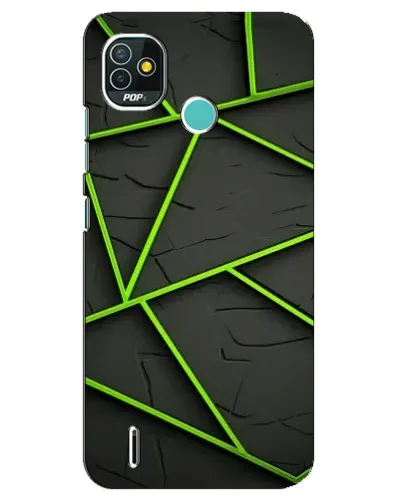 Чехол для TECNO Pop 5 (BD2p) с картинкой «Зеленые геометрические линии»