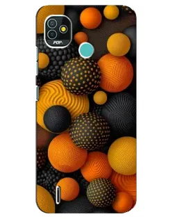 Чехол для TECNO Pop 5 (BD2p) с картинкой «Объемные оранжевые сферы»