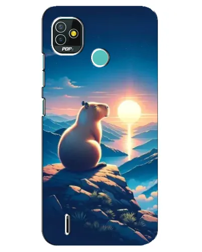 Чехол для TECNO Pop 5 (BD2p) с картинкой «Закат солнца с капибарой»