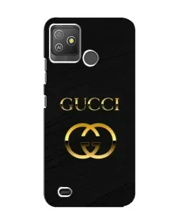 Чехол для TECNO Pop 5 GO с картинкой «Золотой логотип Gucci»