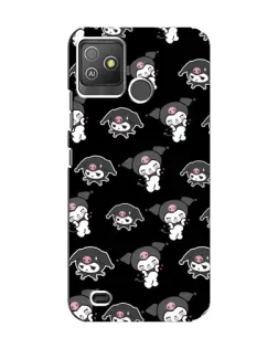 Чехол для TECNO Pop 5 GO с картинкой «Черный паттерн Kuromi»