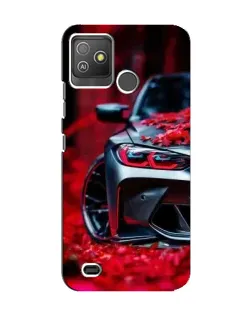 Чехол для TECNO Pop 5 GO с картинкой «Спортивная BMW и цветы»