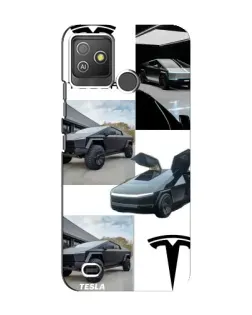 Чехол для TECNO Pop 5 GO с картинкой «Коллаж Cybertruck Tesla»
