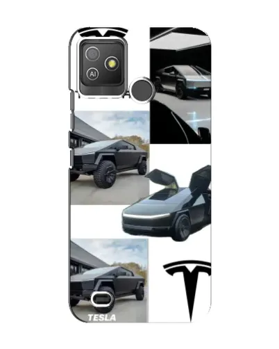 Чехол для TECNO Pop 5 GO с картинкой «Коллаж Cybertruck Tesla»