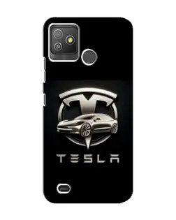 Чехол для TECNO Pop 5 GO с картинкой «Tesla — серебристое авто»