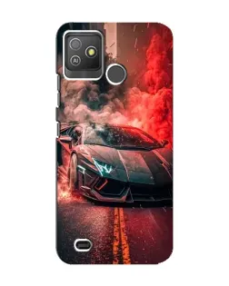 Чехол для TECNO Pop 5 GO с картинкой «Lamborghini красный дым»