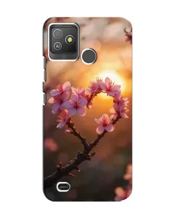 Чехол для TECNO Pop 5 GO с картинкой «Розовый цвет сердце на фоне заката»