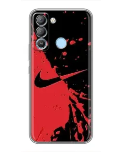 Чехол для TECNO Pop 5 LTE с картинкой «Красные брызги Nike»