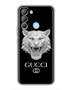 Чехол для TECNO Pop 5 LTE с картинкой «Gucci — серебряный лев»