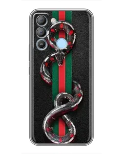 Чехол для TECNO Pop 5 LTE с картинкой «Gucci — змея на полосе»