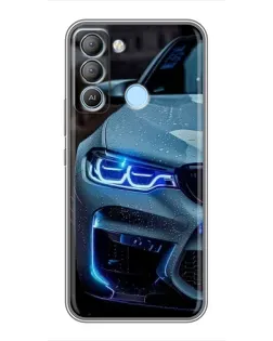 Чохол для TECNO Pop 5 LTE з картинкою «Погляд BMW з синіми фарами»