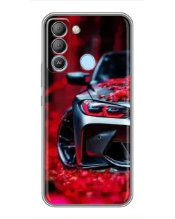 Чохол для TECNO Pop 5 LTE з картинкою «Спортивна BMW та квіти»