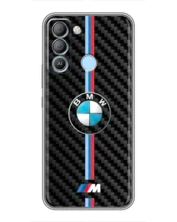 Чохол для TECNO Pop 5 LTE з картинкою «Емблема BMW та карбон»