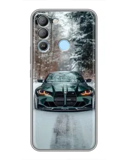 Чохол для TECNO Pop 5 LTE з картинкою «BMW у зимовому лісі»