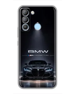 Чехол для TECNO Pop 5 LTE с картинкой «BMW сквозь ночной город»