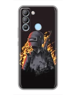 Чехол для TECNO Pop 5 LTE с картинкой «PUBG — огненный силуэт»