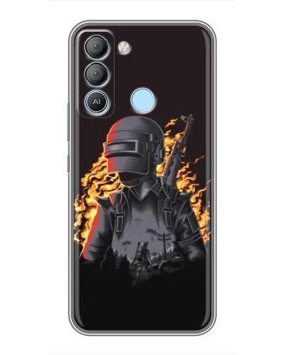 Чехол для TECNO Pop 5 LTE с картинкой «PUBG — огненный силуэт»