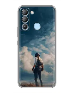 Чехол для TECNO Pop 5 LTE с картинкой «Герой PUBG на скале»