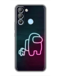 Чехол для TECNO Pop 5 LTE с картинкой «Among Us неон-арт»