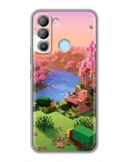 Чехол для TECNO Pop 5 LTE с картинкой «Розовое дерево Minecraft»