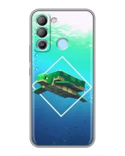 Чехол для TECNO Pop 5 LTE с картинкой «Черепаха Minecraft»