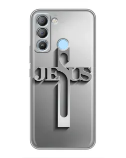 Чохол для TECNO Pop 5 LTE з картинкою «Металевий хрест Jesus»