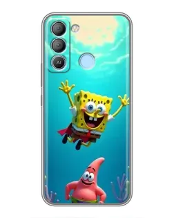 Чехол для TECNO Pop 5 LTE с картинкой «Спанч Боб под водой»