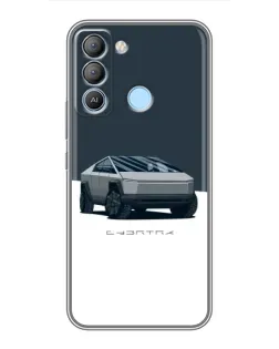 Чехол для TECNO Pop 5 LTE с картинкой «Серебристый Cybertruck Tesla»