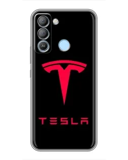 Чехол для TECNO Pop 5 LTE с картинкой «Tesla Red Logo»