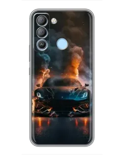 Чехол для TECNO Pop 5 LTE с картинкой «Lamborghini дымная эстетика»