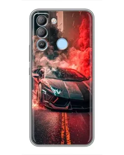Чехол для TECNO Pop 5 LTE с картинкой «Lamborghini красный дым»