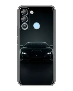 Чехол для TECNO Pop 5 LTE с картинкой «Черный Lamborghini Aventador»