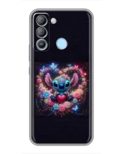 Чохол для TECNO Pop 5 LTE з картинкою «Stitch у квітах»