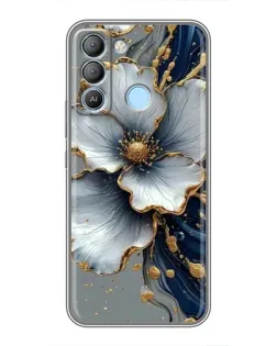 Чохол для TECNO Pop 5 LTE з картинкою «Біла квітка та золотий флюїд» Чохол для TECNO Pop 5 LTE з картинкою «Біла квітка та золотий флюїд»