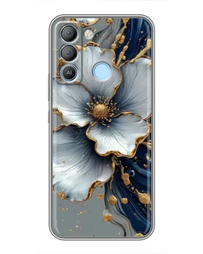 Чохол для TECNO Pop 5 LTE з картинкою «Біла квітка та золотий флюїд»