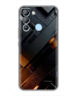 Чехол для TECNO Pop 5 LTE с картинкой «Черные геометрические блоки»
